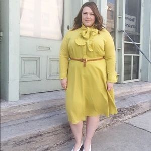 Eloquii Yellow Ruffle Tie Dress Size 18